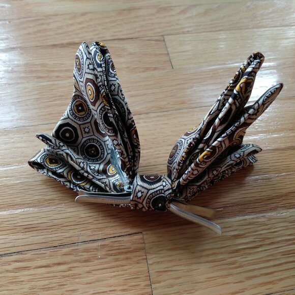 Vintage Butterfly Bowtie Ormond Wide Clip On Retro 60s 70s Brown Yellow - Picture 8 of 16